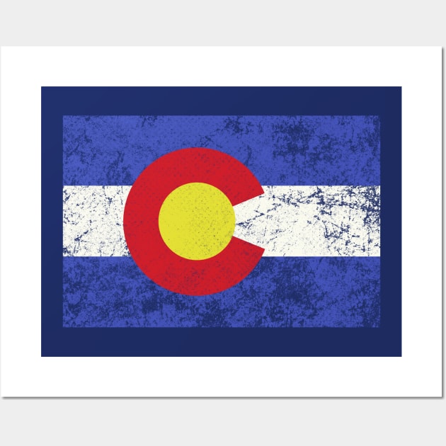 colorado flag vintage Wall Art by inkzella